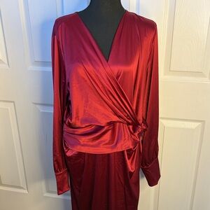 Lane Bryant Deep Red Satin Wrap Dress size 18/20